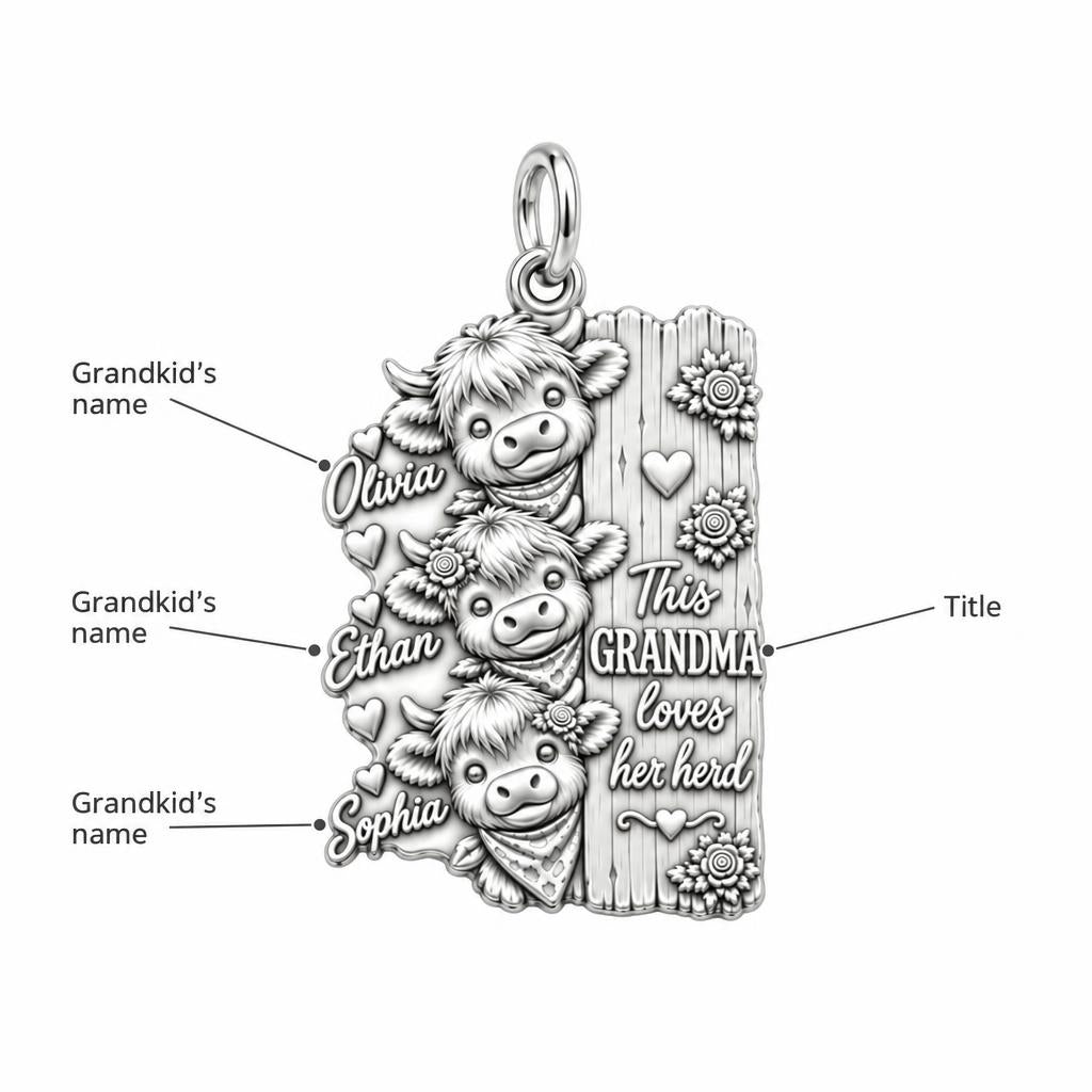Loves Her Herd Highland Cows Charm Bracelet – Personalized Grandma – personalization guide