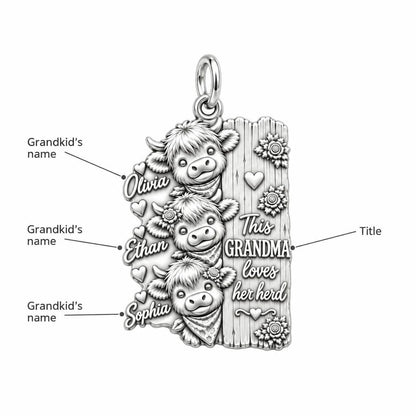 Loves Her Herd Highland Cows Charm Bracelet – Personalized Grandma – personalization guide