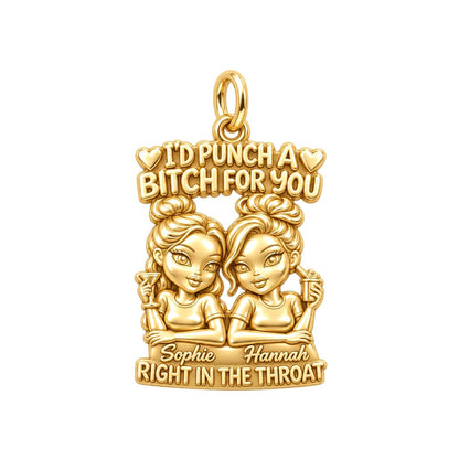 Loyal Bestie Humor Charm Bracelet – Personalized Best Friend Gift – 18K gold plated 3 cm charm, front view