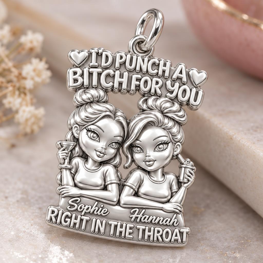 Loyal Bestie Humor Charm Bracelet – Personalized Best Friend Gift – macro detail of the charm