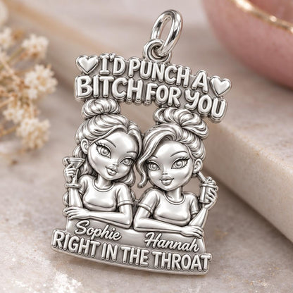 Loyal Bestie Humor Charm Bracelet – Personalized Best Friend Gift – macro detail of the charm