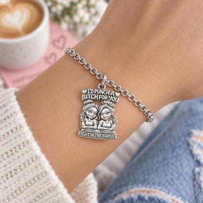 Loyal Bestie Humor Charm Bracelet Set – worn / in use