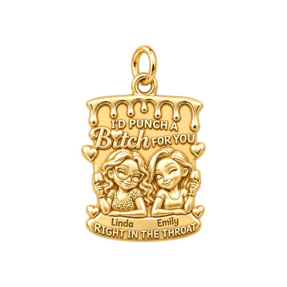 Loyal Bestie Wine Night Charm Bracelet – Personalized Friend Gift – 18K gold plated 3 cm charm, front view