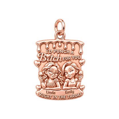 Loyal Bestie Wine Night Charm Bracelet – Personalized Friend Gift – rose gold 3 cm charm, front view