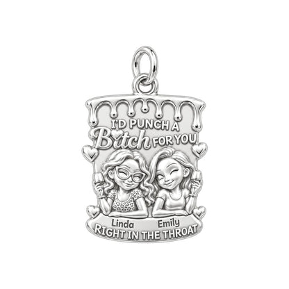 Loyal Bestie Wine Night Charm Bracelet – Personalized Friend Gift – silver plated 3 cm charm, front view