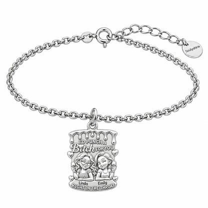 Loyal Bestie Wine Night Charm Bracelet Set – silver, front view