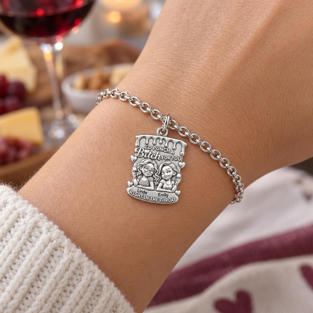 Loyal Bestie Wine Night Charm Bracelet Set – worn / in use