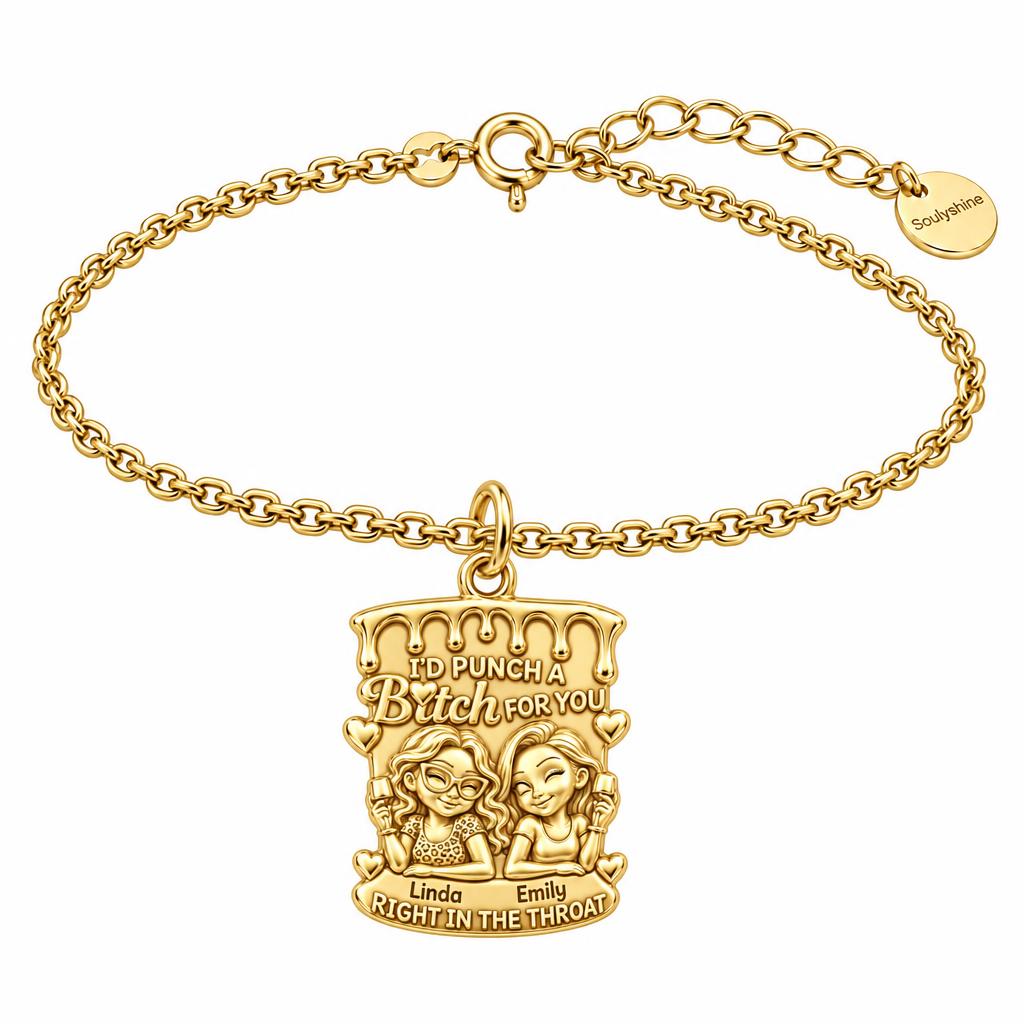 Loyal Bestie Wine Night Charm Bracelet Set – 18K gold, front view