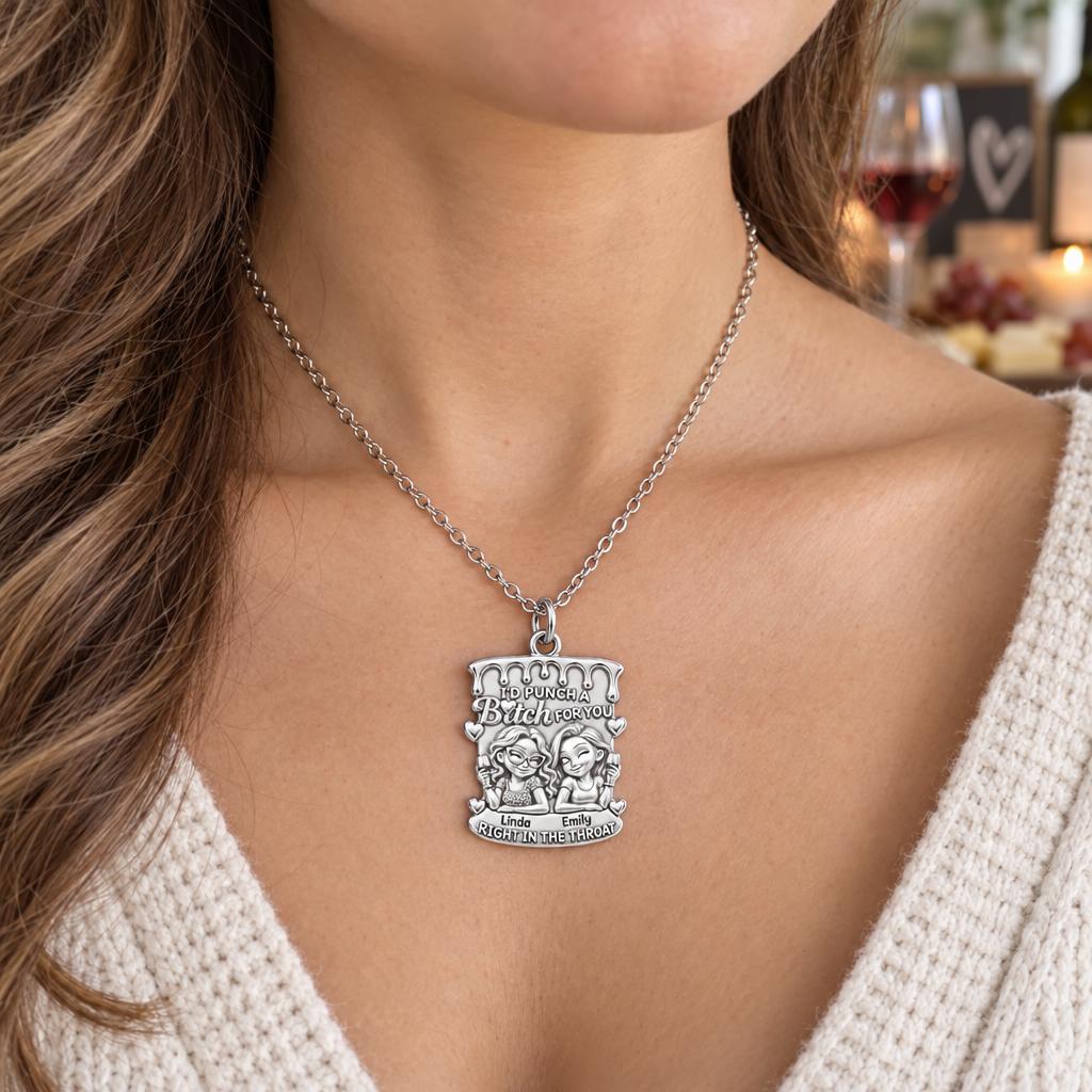 Loyal Bestie Wine Night Charm Necklace Set – worn / in use