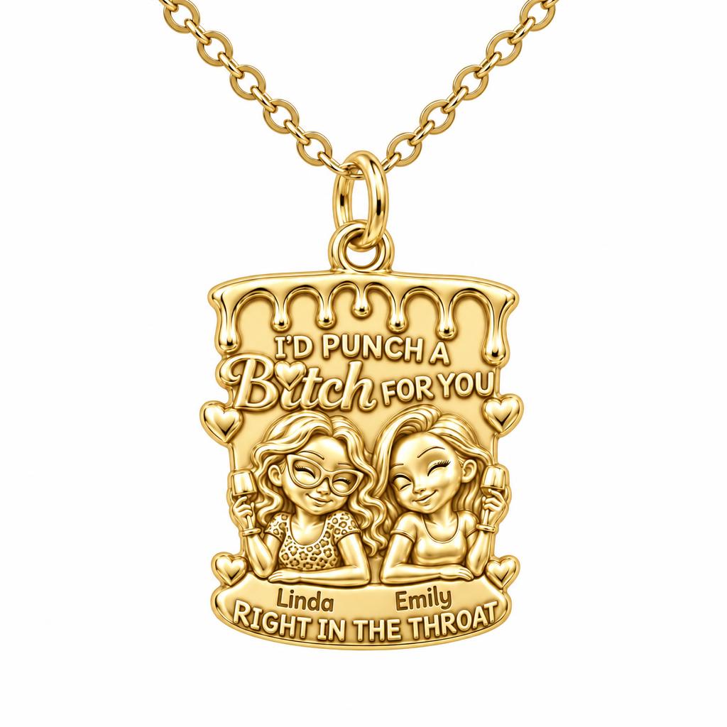 Loyal Bestie Wine Night Charm Necklace Set – 18K gold, front view