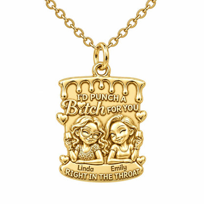 Loyal Bestie Wine Night Charm Necklace Set – 18K gold, front view