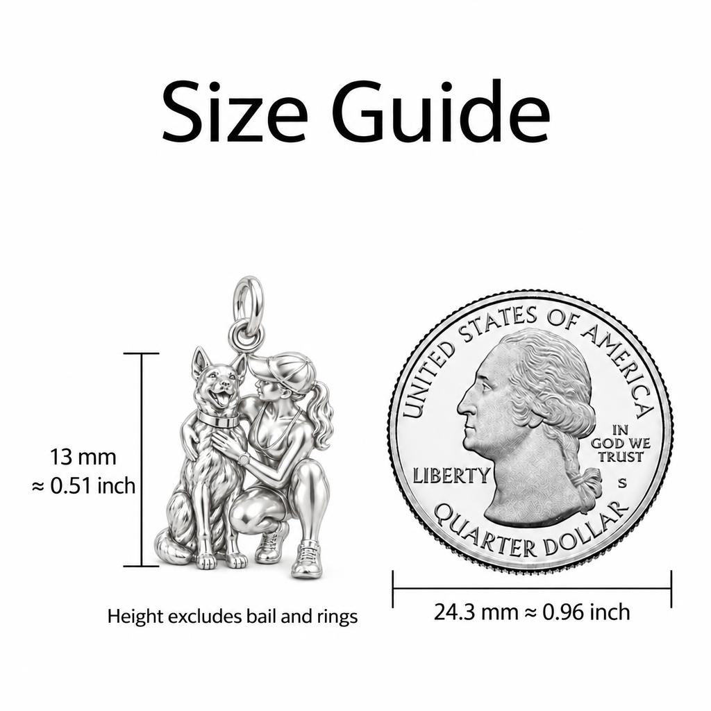 Loyal Companion Sidekick Charm Bracelet – Personalized Dog Mom Gift – size guide, 13 mm charm next to a quarter
