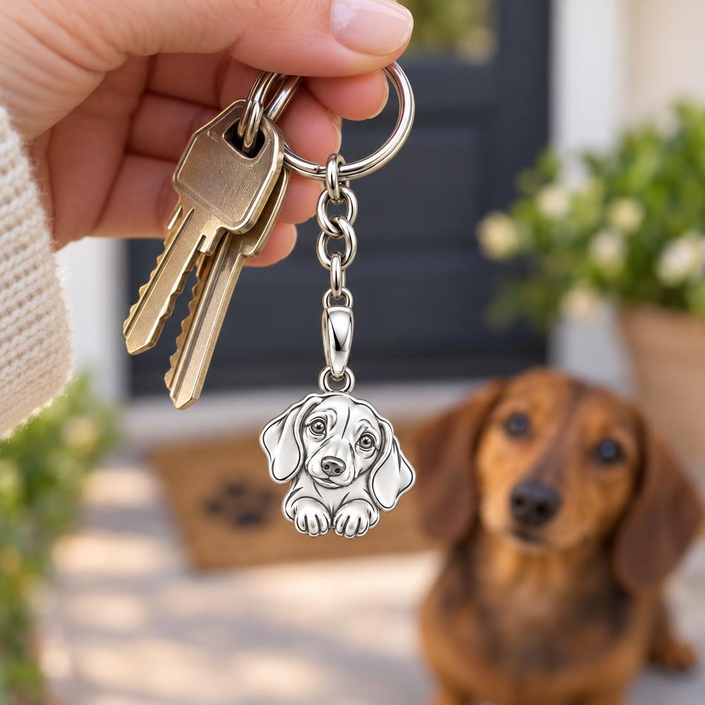 Loyal Dachshund Soul Charm Keychain – worn / in use
