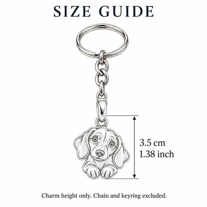 Loyal Dachshund Soul Charm Keychain – size guide, 3.5 cm (1.38 in) charm, chain and keyring excluded