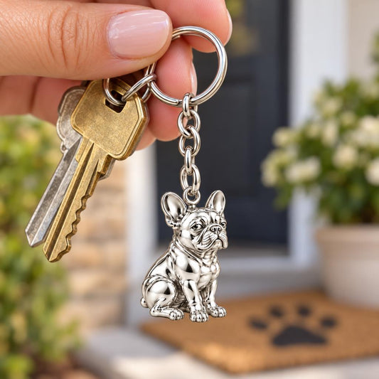 Loyal French Bulldog Charm Keychain – worn / in use