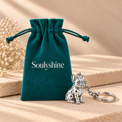 Loyal French Bulldog Charm Keychain – Soulyshine velvet gift pouch