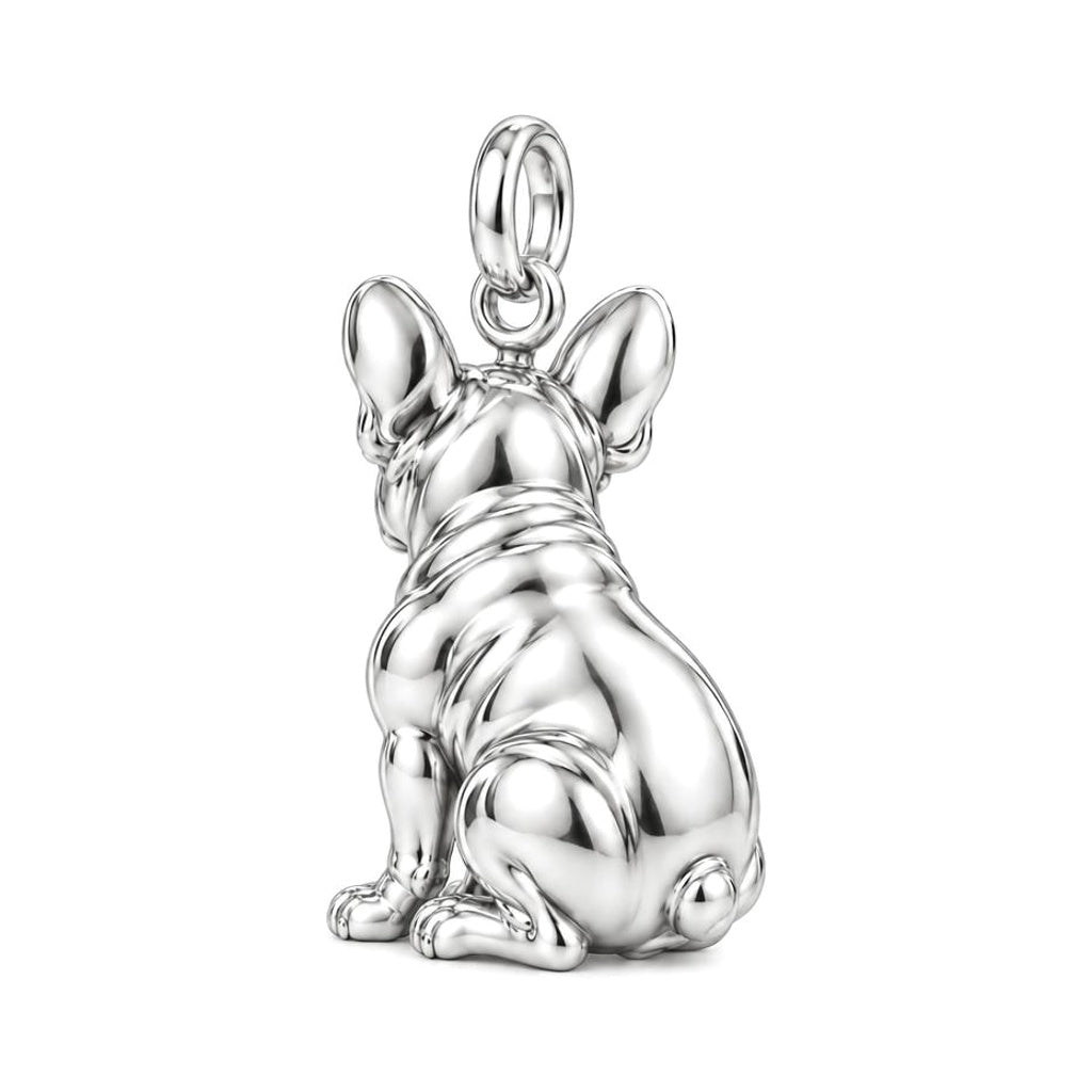 Loyal French Bulldog Charm Necklace Set – back of the charm, engraving area