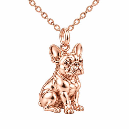 Loyal French Bulldog Charm Necklace Set – rose gold, front view