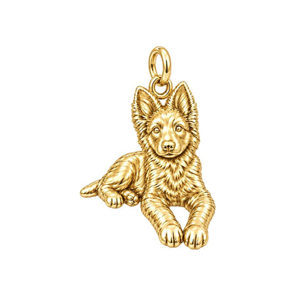 Loyal German Shepherd Charm Bracelet – Personalized Dog Mom Gift – 18K gold charm, front view