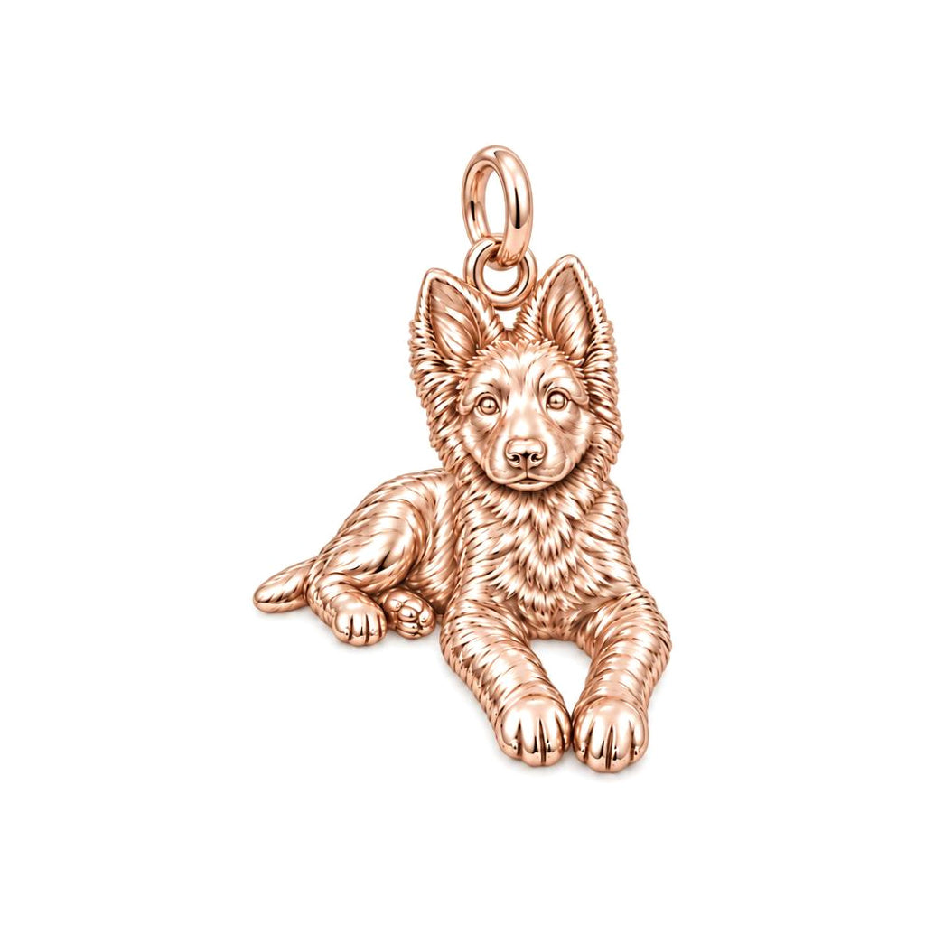 Loyal German Shepherd Charm Bracelet – Personalized Dog Mom Gift – rose gold charm, front view
