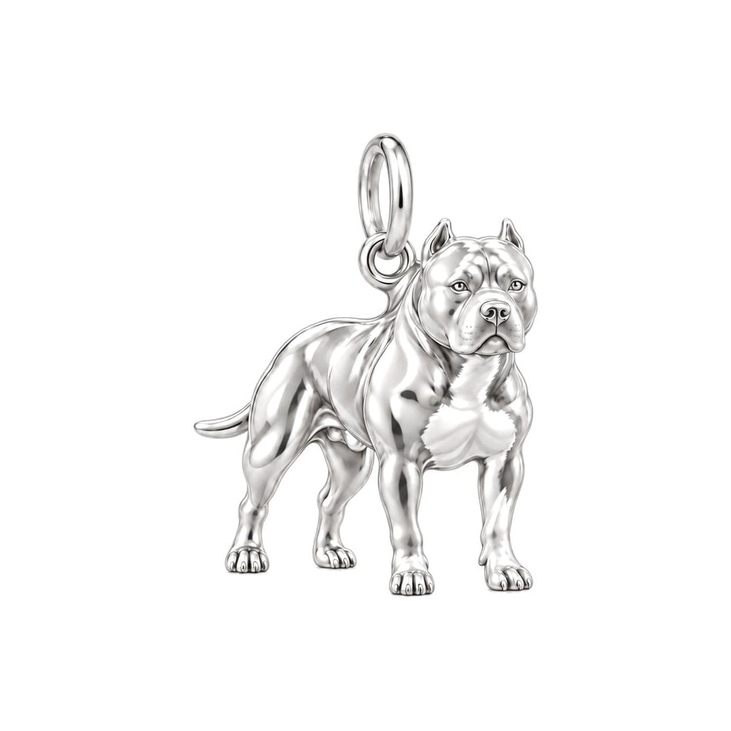 Loyal Guardian Pit Bull Charm Bracelet – Personalized Dog Mom Gift – silver charm, front view