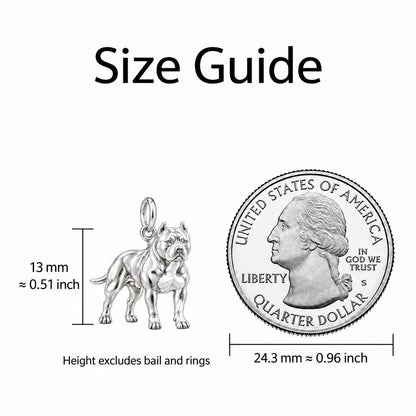 Loyal Guardian Pit Bull Charm Bracelet – Personalized Dog Mom Gift – size guide, 13 mm charm next to a quarter