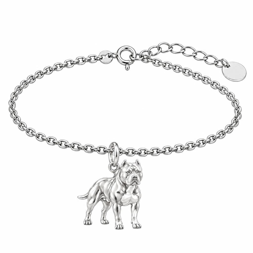 Loyal Guardian Pit Bull Charm Bracelet Set – silver, front view