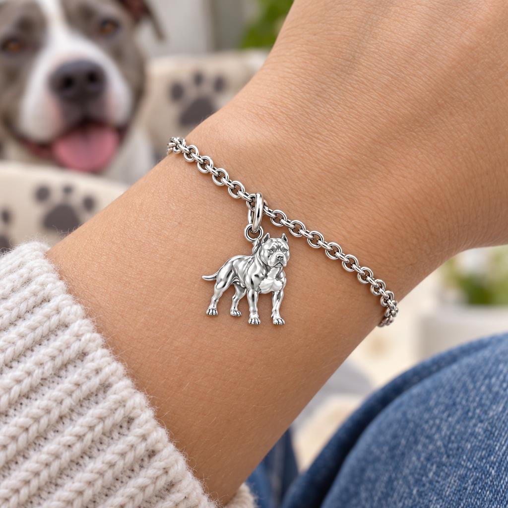 Loyal Guardian Pit Bull Charm Bracelet Set – worn / in use