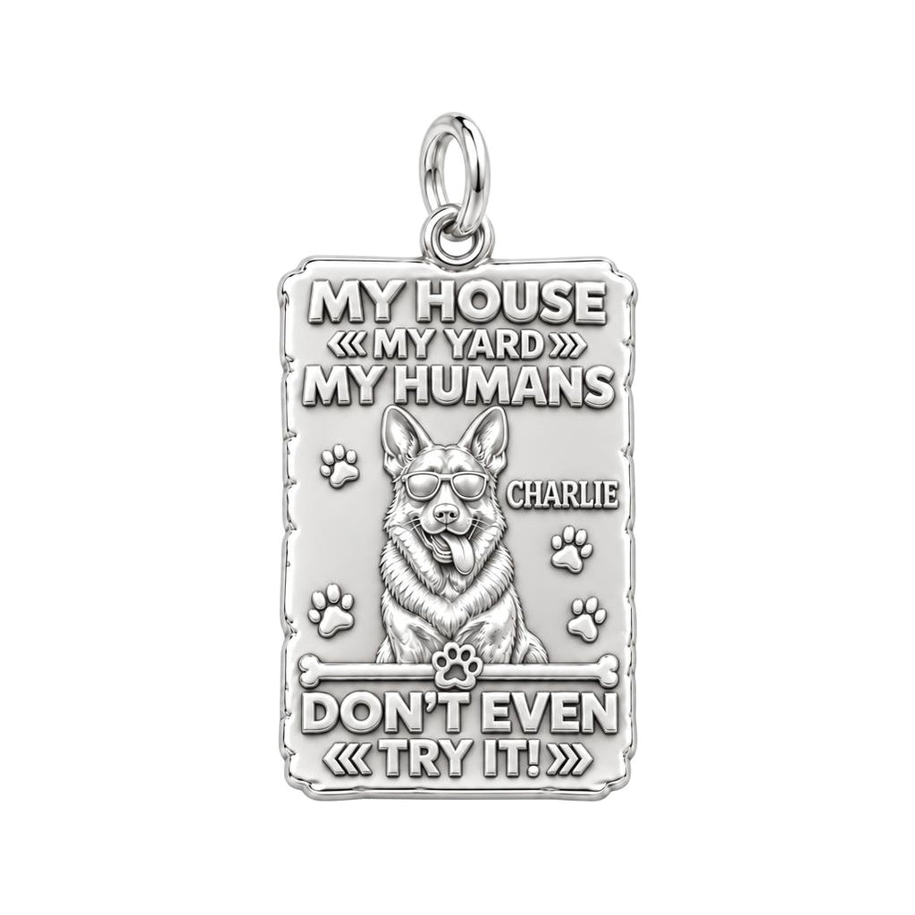 Loyal Guardian Sign Charm Bracelet – Personalized Dog Mom Gift – worn on the wrist on a black cord bracelet
