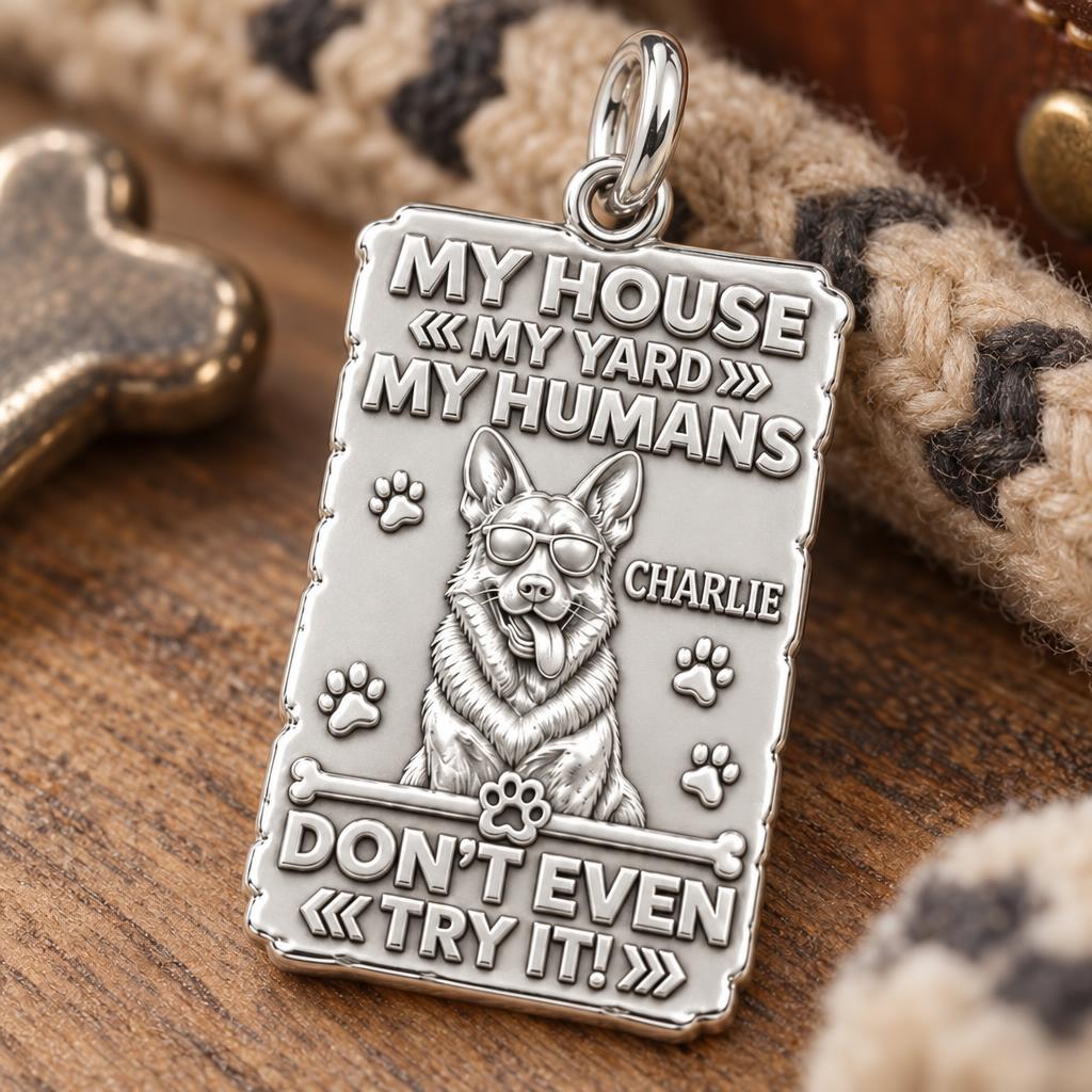 Loyal Guardian Sign Charm Bracelet – Personalized Dog Mom Gift – macro detail of the charm