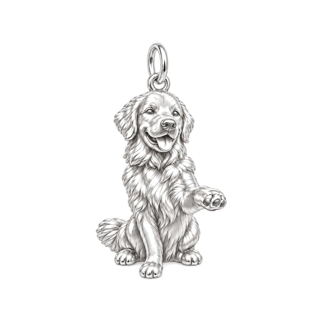 Loyal Paw Shake Charm Bracelet – Personalized Dog Mom Gift – silver charm, front view