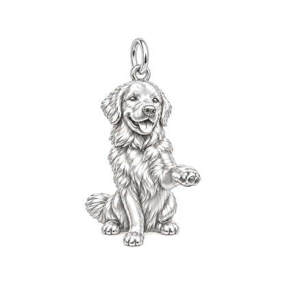 Loyal Paw Shake Charm Bracelet – Personalized Dog Mom Gift – silver charm, front view