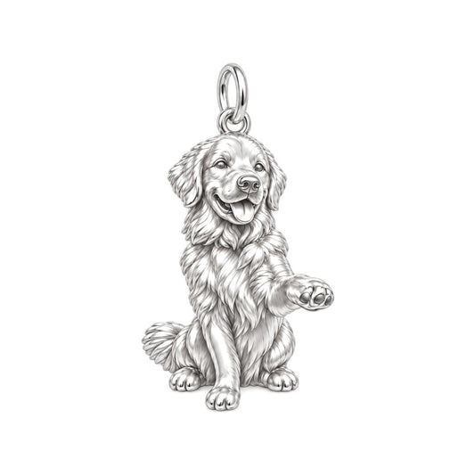 Loyal Paw Shake Charm Bracelet – Personalized Dog Mom Gift – silver charm, front view