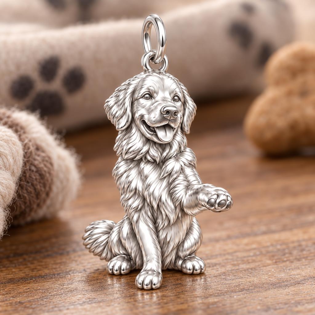 Loyal Paw Shake Charm Bracelet – Personalized Dog Mom Gift – macro detail of the charm