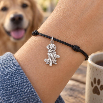 Loyal Paw Shake Charm Bracelet – Personalized Dog Mom Gift – worn on the wrist on a black cord bracelet