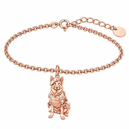 Loyal Service K9 Charm Bracelet Set – rose gold, front view