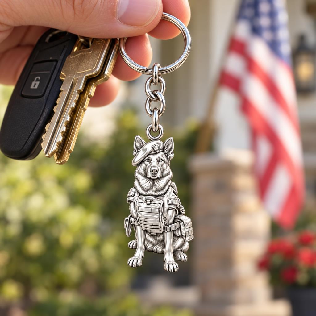 Loyal Service K9 Charm Keychain – worn / in use