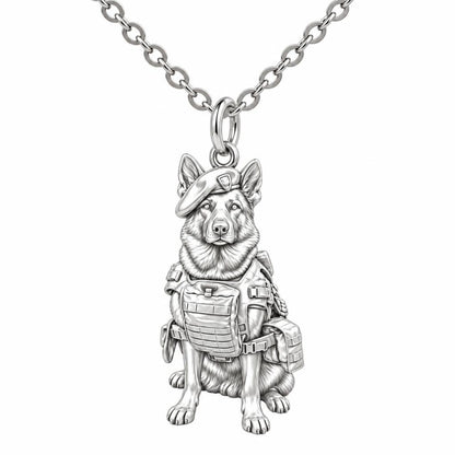 Loyal Service K9 Charm Necklace Set – silver, front view