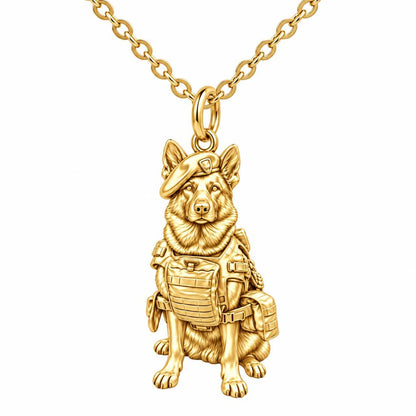 Loyal Service K9 Charm Necklace Set – 18K gold, front view