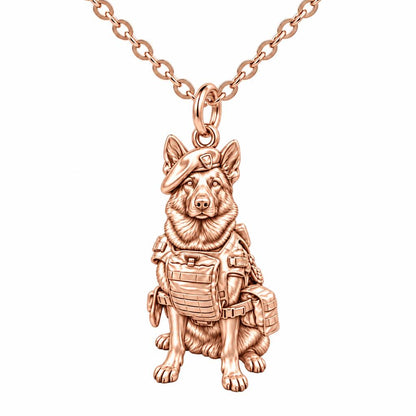 Loyal Service K9 Charm Necklace Set – rose gold, front view