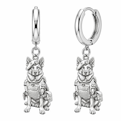 Loyal Service K9 Huggie Charm Earrings – silver, front view