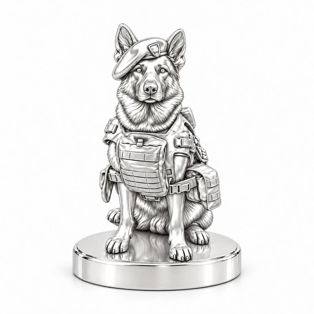 Loyal Service K9 Keepsake Plaque – silver, front view