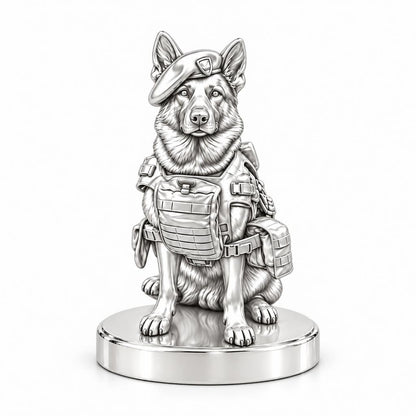 Loyal Service K9 Keepsake Plaque – silver, front view