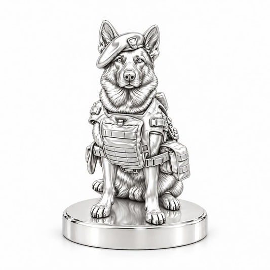 Loyal Service K9 Keepsake Plaque – silver, front view