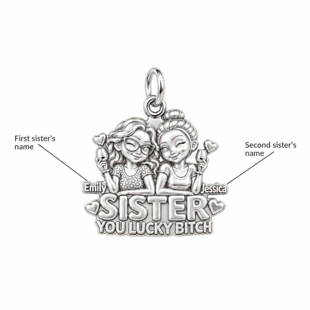 Lucky B*tch Sisters Charm Bracelet – Personalized Sister Gift – personalization guide