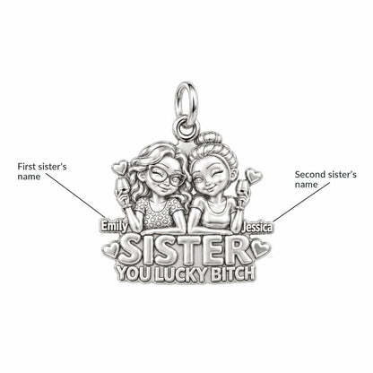 Lucky B*tch Sisters Charm Bracelet – Personalized Sister Gift – personalization guide