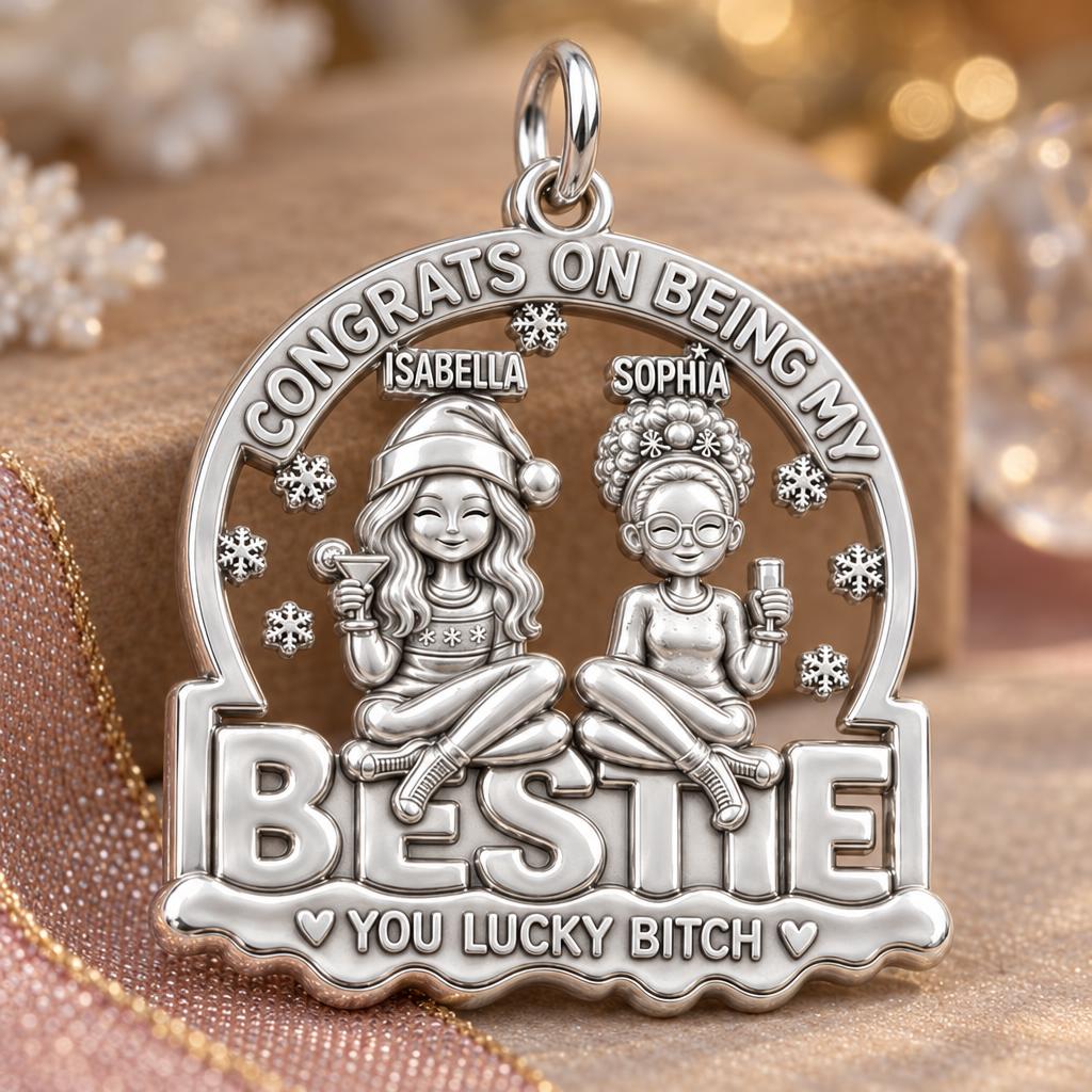 Lucky Bestie Celebration Charm Bracelet – Personalized Best Friend – macro detail of the charm