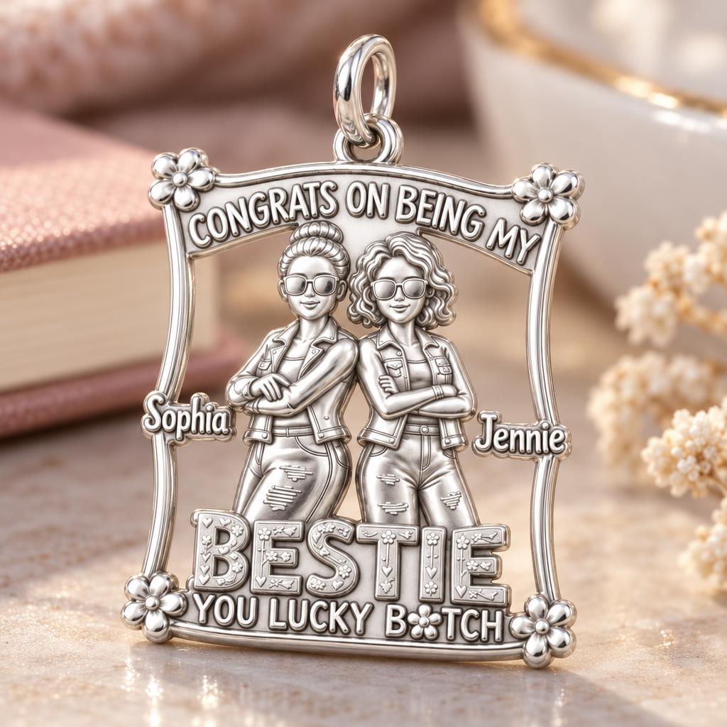 Lucky Bestie Duo Charm Bracelet – Personalized Friend Gift – macro detail of the charm