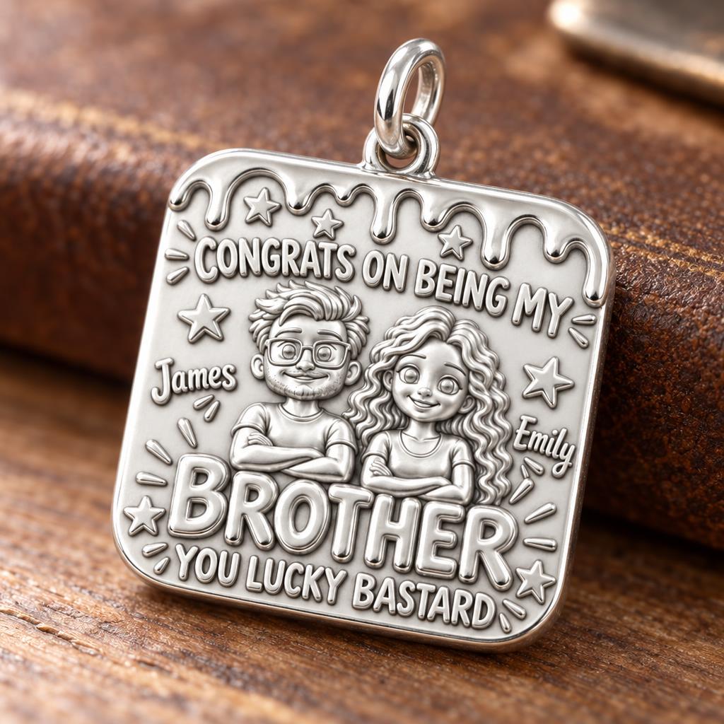 Lucky Brother Celebration Charm Bracelet – Personalized Brother Gift – macro detail of the charm