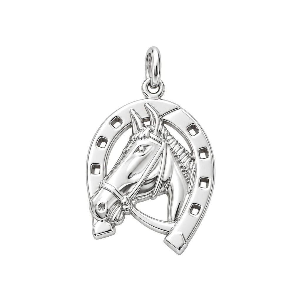Lucky Gallop Horse Charm Bracelet – Personalized Horse Mom Gift – silver charm, front view